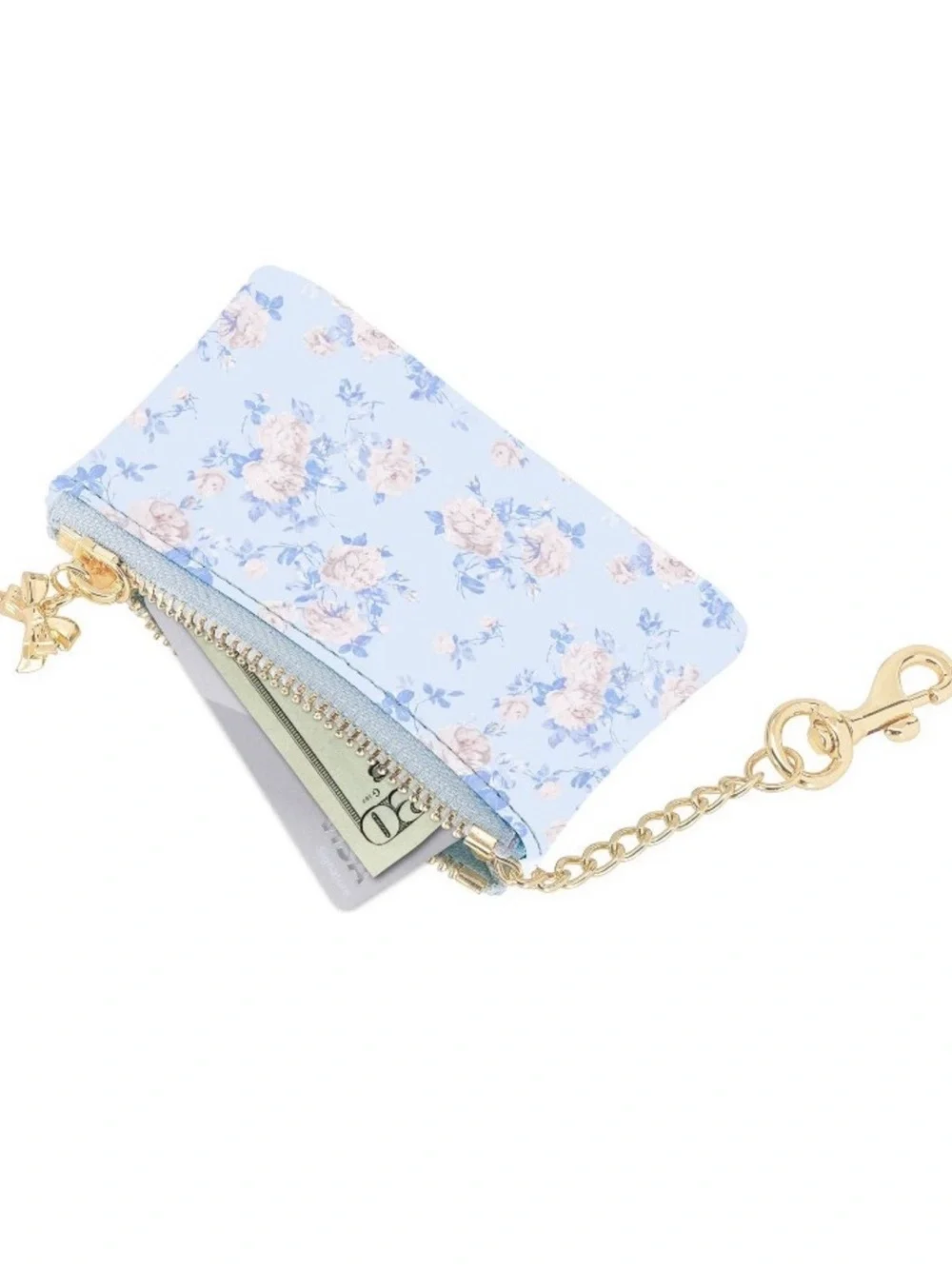 Floral Zip Card Holder Keychain